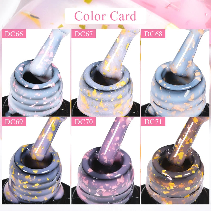 Mtssii 7ml Glitter Rubber Base Gel Polish Gold Sequins Pink White Base Gel Top Coat Soak Off UV LED Nail Art Varnish Manicure