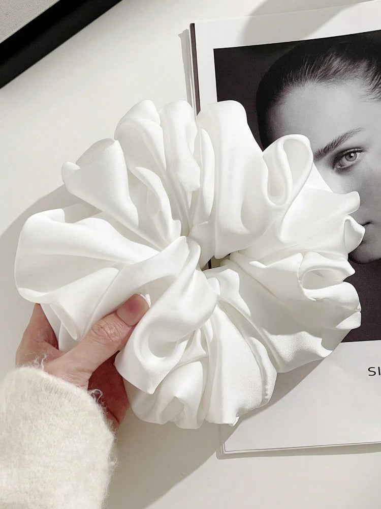 1pc Extra Large Faux Silk Fluffy, High Elasticity, Soft & Silky, Luxury Casual Comfortable Fashion Scrunchie For Women