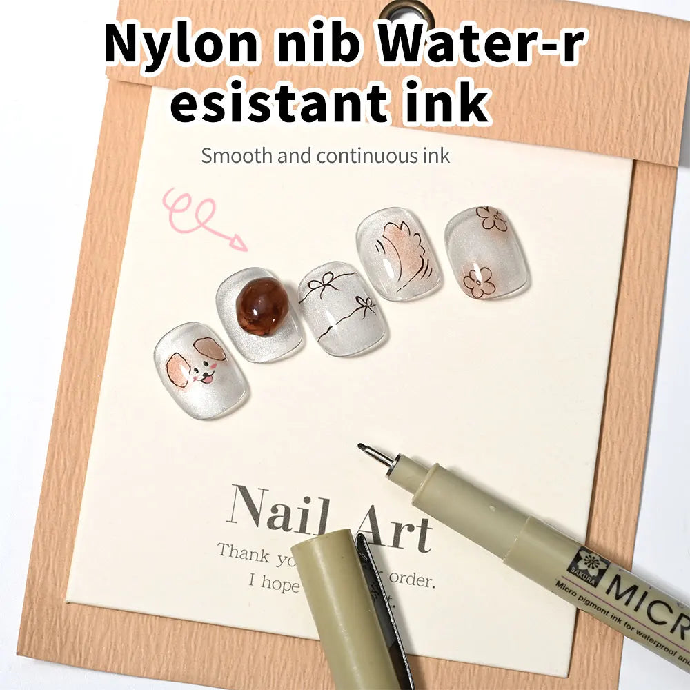 0.25mm/0.3mm Black Nail Art Pen Fine Tip Nail Design Brush Cat Eye Nail Painting Professional Manicure Tools for Drawing