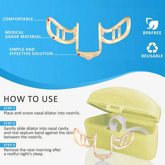 Snore Stopper Nasal Dilator for Snore Reduction Increases Airflow Anti Snoring Devices Silicone Nose Clip Improve Sleep&Snoring