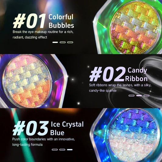 CHARMACY Rainbow Duochrome Eyeshadow New 5 Colors Shimmer Multichrome Long-lasting Eye Shadow Cosmetic Makeup for Women