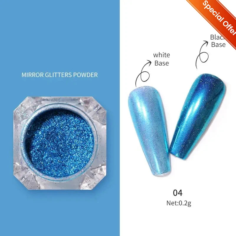 NICOLE DIARY 5g Aurora Pearl White Pink Nail Powder Pigments Metallic Rubbing Dust Moonlight Effect Nail Arts Decoration