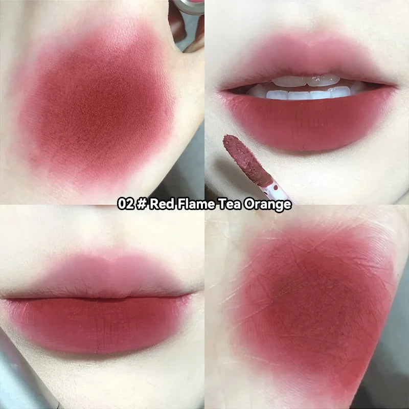 DIXI Mini Silver Tube Matte Lip Glaze — Velvet Finish, Skin-Enhancing, Versatile Low-Saturation Latte Shade