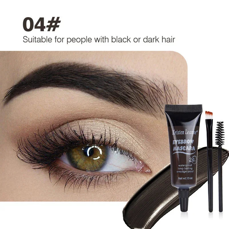 Dyeing Eyebrow Set with Brush Waterproof Quick-drying Natural Stain Coloring Liquid Eyebrows Enhancers 3D Wild Brow Setting Gel