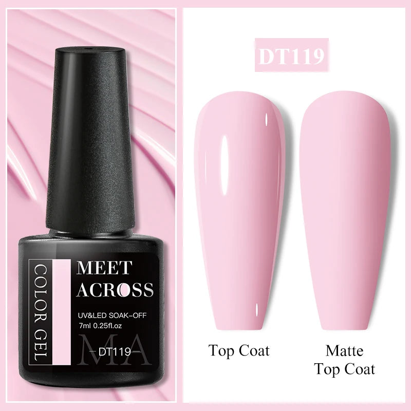 MEET ACROSS 7ml Black White Red Gel Nail Polish Glitter Semi Permanent Nail Supplies Gel Vernis for All-Season Nails Design