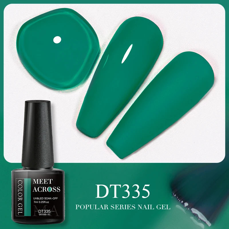 MEET ACROSS 7ml 140 Colors Glitter Gel Nail Polish Fluorescent Laser Semi Permanent Soak Off Nail Art UV Gel Varnish Manicure