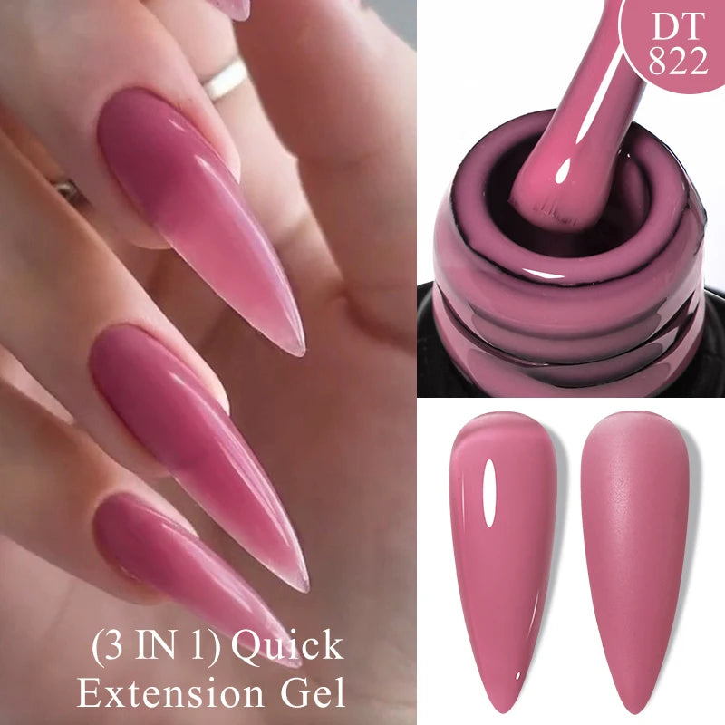 MEET ACROSS 7ml Rubber Base Gel Glitter Nude Pink White 2 In 1 Gel Nail Polish Nail Art Varnish For Nails Winter Autumn Manicure