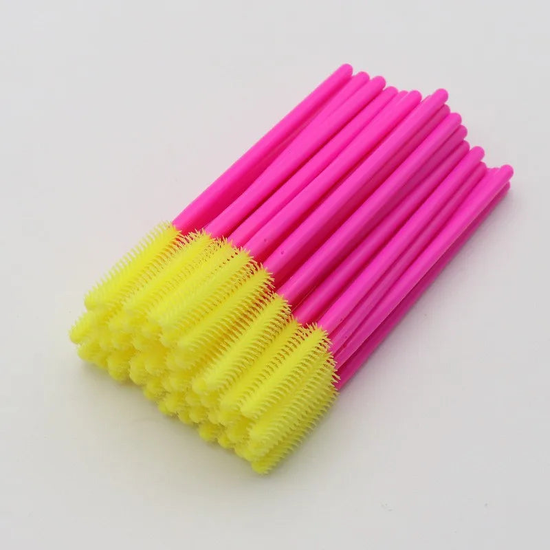 50pcs Silicone Eyelash Brush Mascara Wands Applicator Eyebrow Comb Rod Spoolies Brushes Lash Extension Supplies Makeup Tools