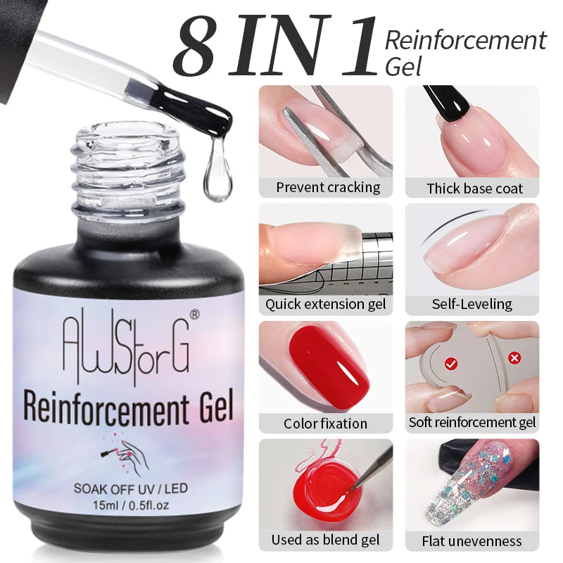AWStorG 15ML Super Top Coat  Function Gel No Wipe Matte Top Gel Transparent Soak Off  UV LED NailArt Manicure Gel Varnish Primer