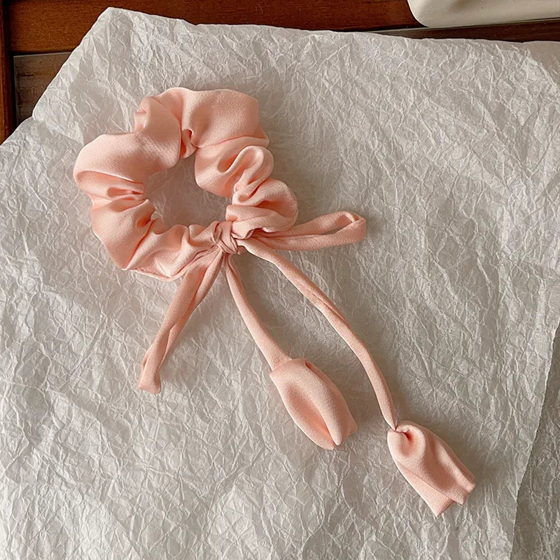 Women Girls Cute Hair Bands Korea Preppy Style Hair Ties Elegant Tulip  Scrunchie Ponytail Holder Bow Chouchou Hair Accessories