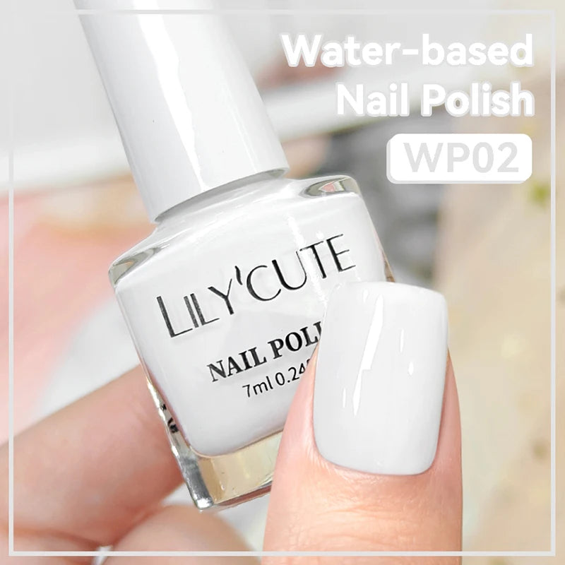 LILYCUTE 7ml Water-Based Nail Polish 40 Colors Long Lasting Quick Drying No Need of Lamp to Cure Nail Supplies For Nail Manicure