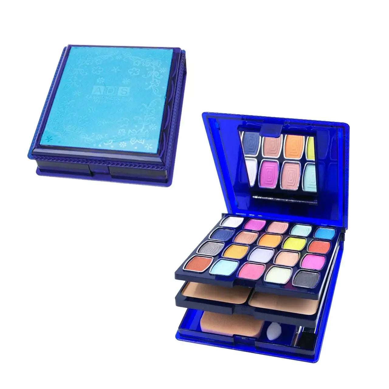 30-color multifunctional makeup palette, eyeshadow + blush + powder + lip gloss, comes with a powder puff, eyeshadow brush, cont