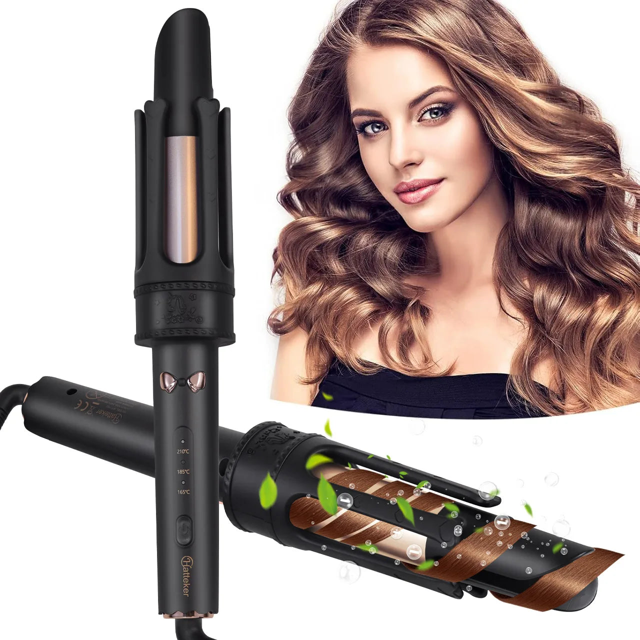 Hatteker 9mm Curling Wand Ceramic Barrel Pro Hair Curler with Constant Temperature Tourmaline Ceramic Iron Beauty Salon