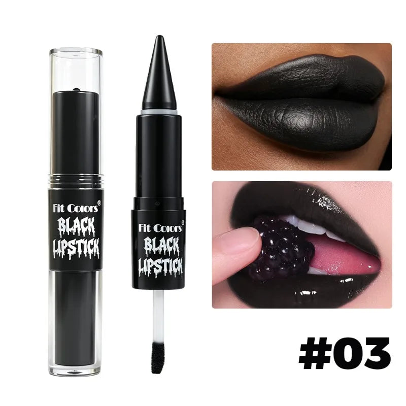 Halloween 2-in-1 Lip Gloss Matte Lip Liner, Long Lasting Waterproof Liquid Lipstick, Moisturizing Shiny Lip Oil for Party Makeup