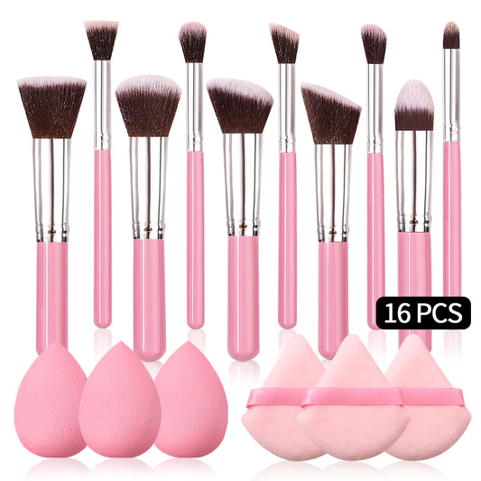 High Grade Pink makeup brush quality synthetic foundation brush Makeup sponge Makeup puff professional makeup tool set