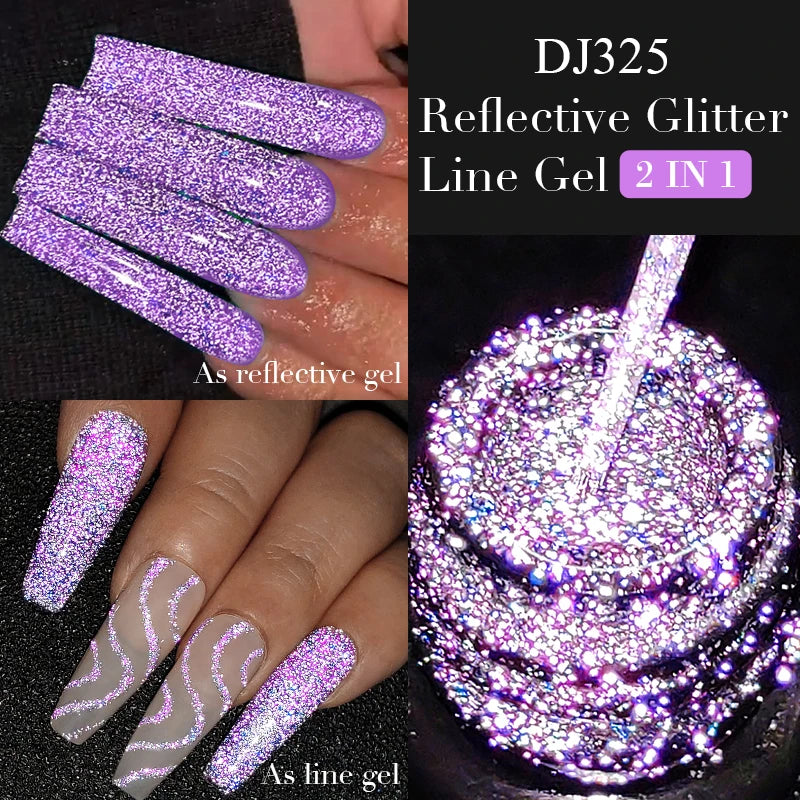 MEET ACROSS 5ml Sliver Metallic Liner Gel Nail Polish Super Bright Mirror Effect Painting Drawing Line Graffiti Stripe Nail Art