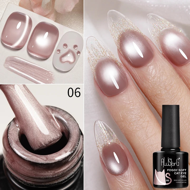 AWStorG Intense Rainbow Cat Eye Gel 5ml Holographic Laser Magnetic Nail Gel Soak Off UV LED Gel Polish Shiny Rainbow Manicur