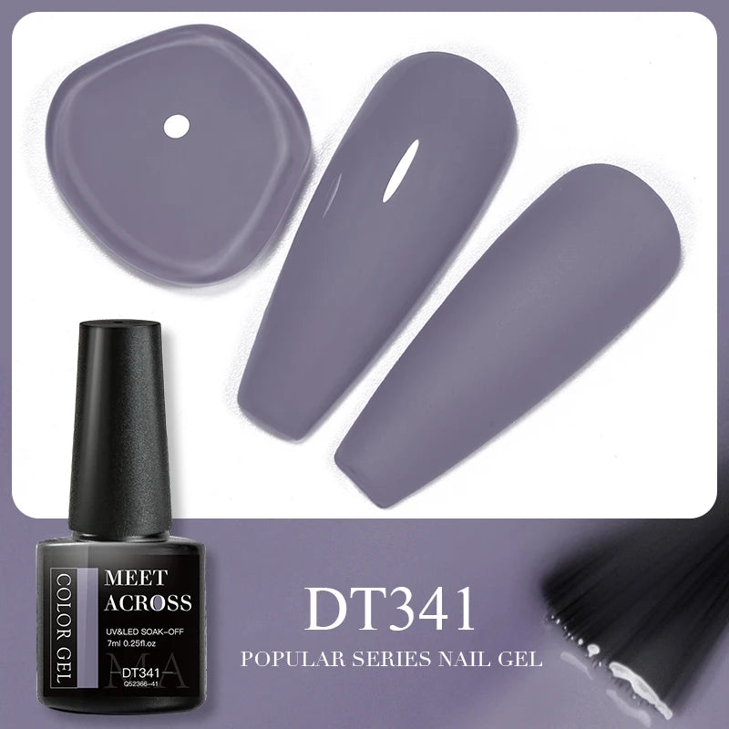 MEET ACROSS 7ml 140 Colors Glitter Gel Nail Polish Fluorescent Laser Semi Permanent Soak Off Nail Art UV Gel Varnish Manicure