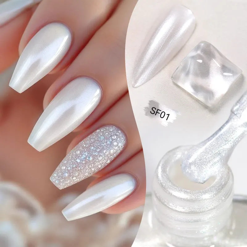 LILYCUTE 7ml Glitter Nail Polish Colorful Bright Sparkling Glitter Pearl Nail Art DIY Decoration No Need of Lamp to Cure
