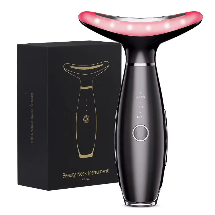 3 in 1 EMS Neck Facial Beauty Device with Thermal Neck Lifting Vibration LED Facial Massager Double Chin Remover Skin Care Tool