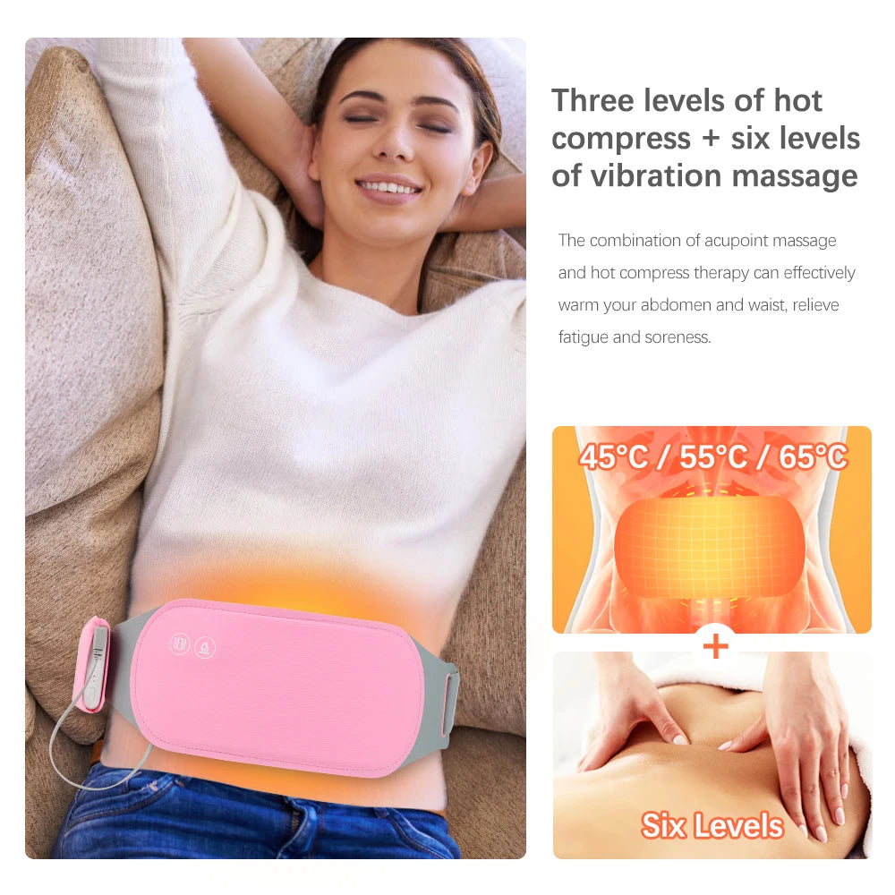 Heating Pad for Menstrual Cramps USB Powerbank Waist Massage Uterus Warm Belt 6 Vibration 3 Constant Temperature Abdomen Warmer