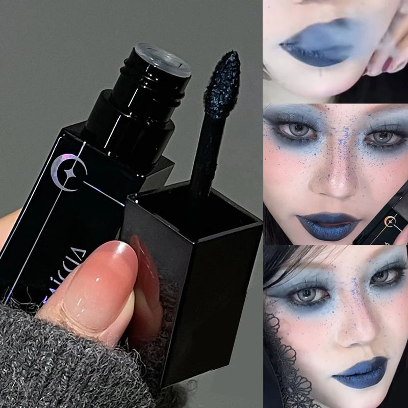 Punk Blue Green Matte Lipgloss Gothic Black Lipstick Waterproof Dark Red Liquid Lipstick Halloween Makeup Non-stick Cup Lip Tint