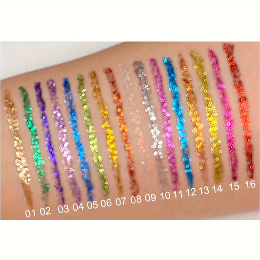 Long-Lasting Liquid Eyeliner Pen - Shimmer in Silvery, Green & Blue | Waterproof, Smudge-Proof Makeup
