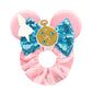 Disney Mouse Ears Velvet Scrunchies Hairband Women Elastic Ponytail Holder Girls Sequin Bow 2023 Kids Party DIY Hair Accessories