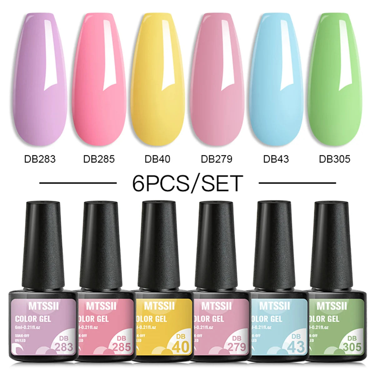 Mtssii 6PCS/Set Sparkly Nude Pink Gel Nail Polish Glitter Semi Permanent Nail Art LED UV Soak Off Gel Varnish Nail Supplies
