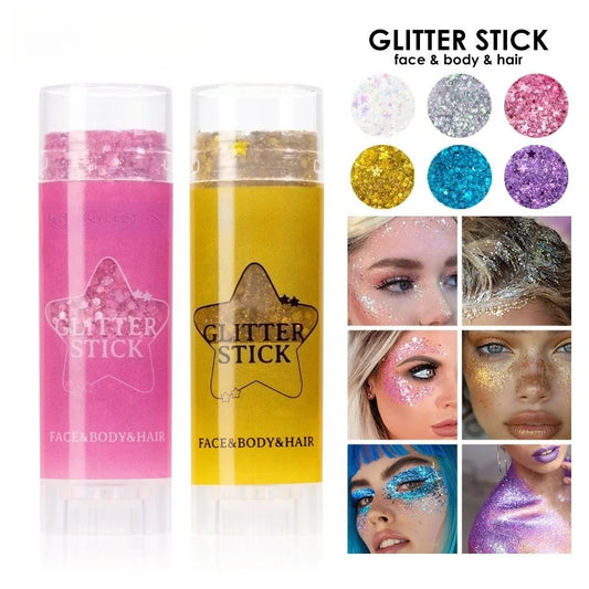 Sparkling Sequins Glitter Gel Stick Highgloss Shine White Pearl Pink Eyeshadow Glitter Face Body Painting Brighten Stage Makeup