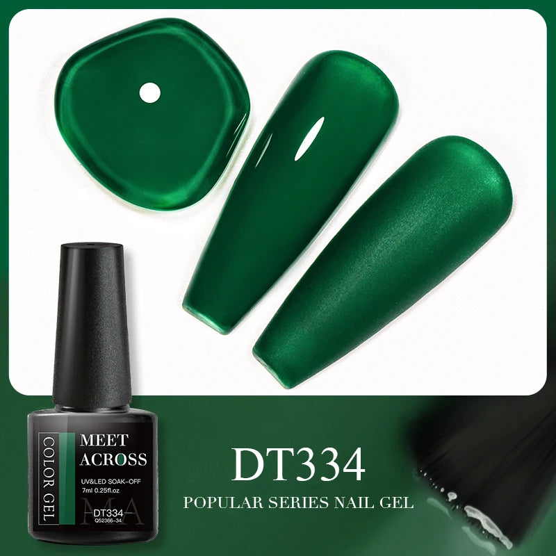 MEET ACROSS 7ml 140 Colors Glitter Gel Nail Polish Fluorescent Laser Semi Permanent Soak Off Nail Art UV Gel Varnish Manicure