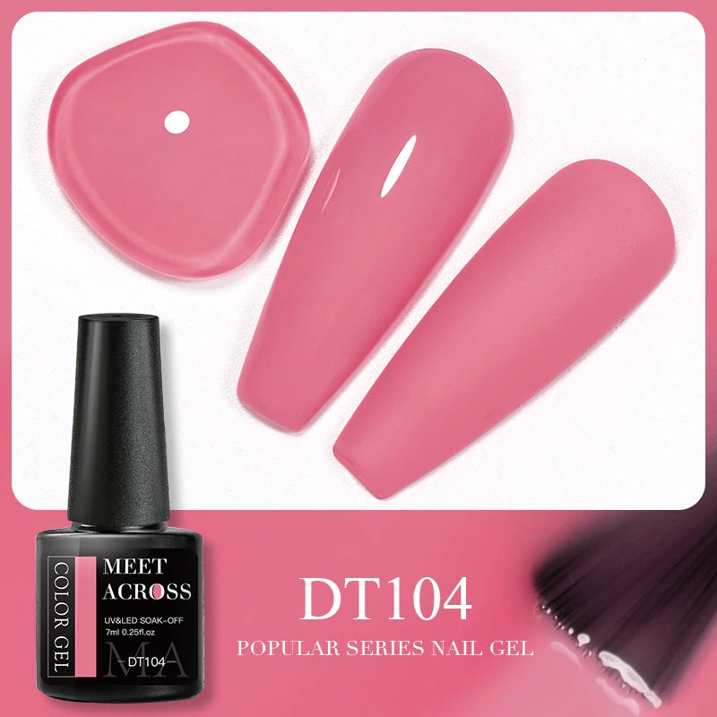MEET ACROSS 7ml 140 Colors Glitter Gel Nail Polish Fluorescent Laser Semi Permanent Soak Off Nail Art UV Gel Varnish Manicure
