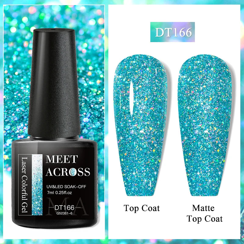 MEET ACROSS 7ml Purple Nail Gel Polish Semi Permanent Nail Art For Nails Decoration UV LED Painting Gel Varnish Nail Supplies