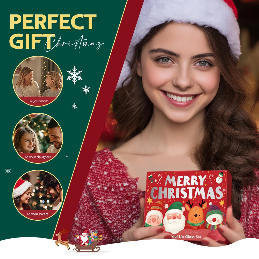 Christmas gift box Velvet Matte Lip Gloss Set 6 Pack Lip Tint Lip Stain Long Lasting Waterproof Cosmetic women's gift