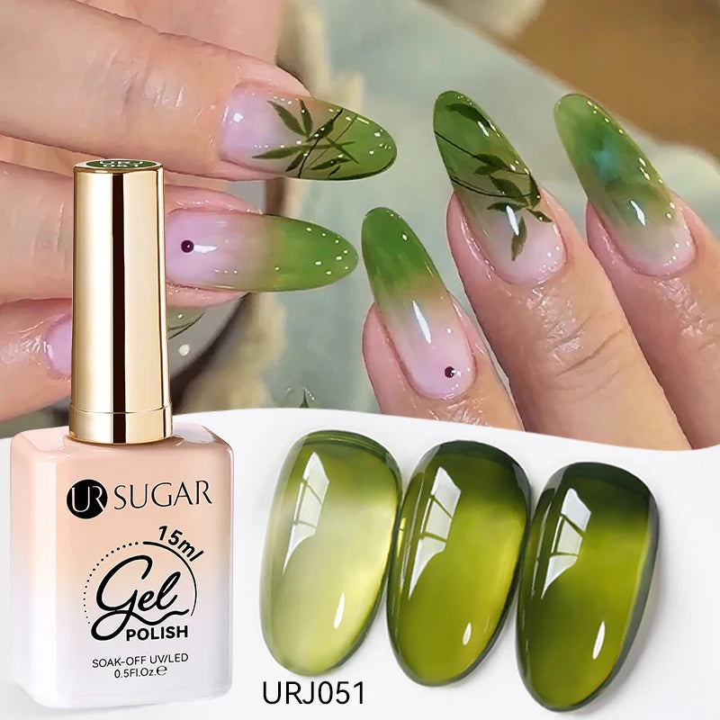 UR SUGAR 15ml Jelly Nude Gel Nail Polish Light Pink Translucent Color Soak Off UV LED Gel Varnish Nail Art DIY Fashion Manicure