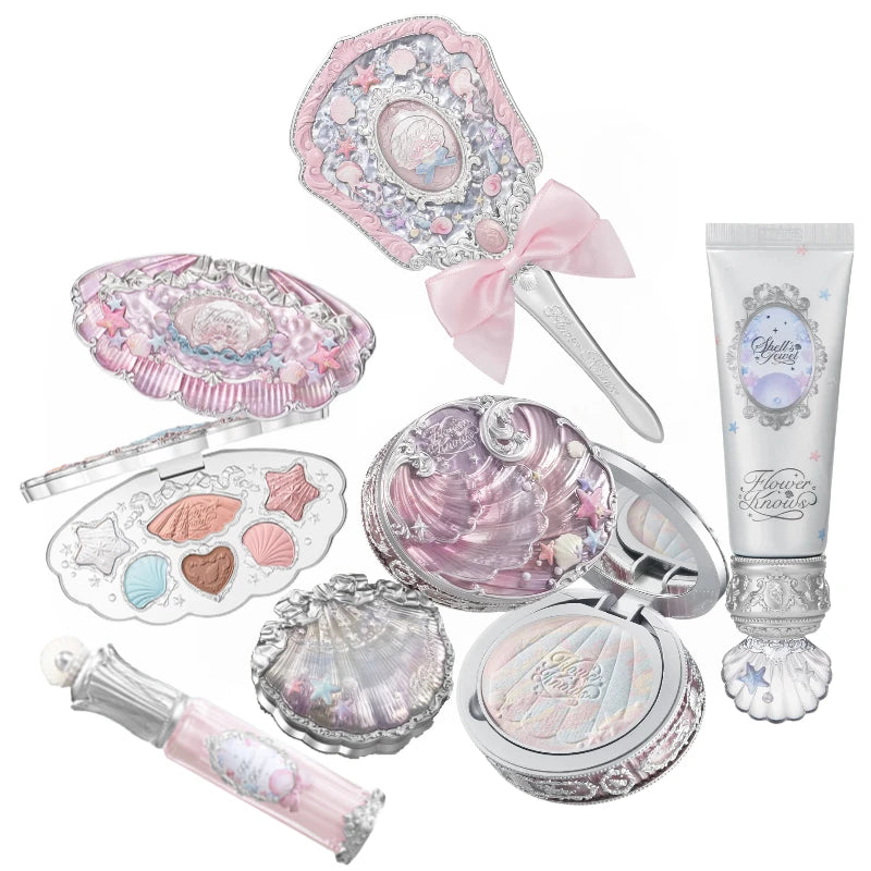 Flower Knows Shells Jewel Makeup Set for Women - Eyeshadow Blush Lip Glaze Full Kit - Gift Set