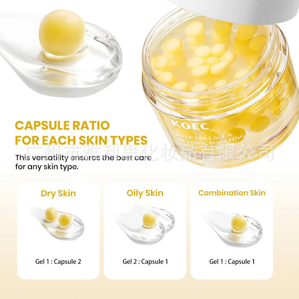 50g KOEC Deep Collagen Retinol Boosting Capsule Cream Moisturizing Firming Soothing Reduce Fine Lines Enhance Elasticity Peptide