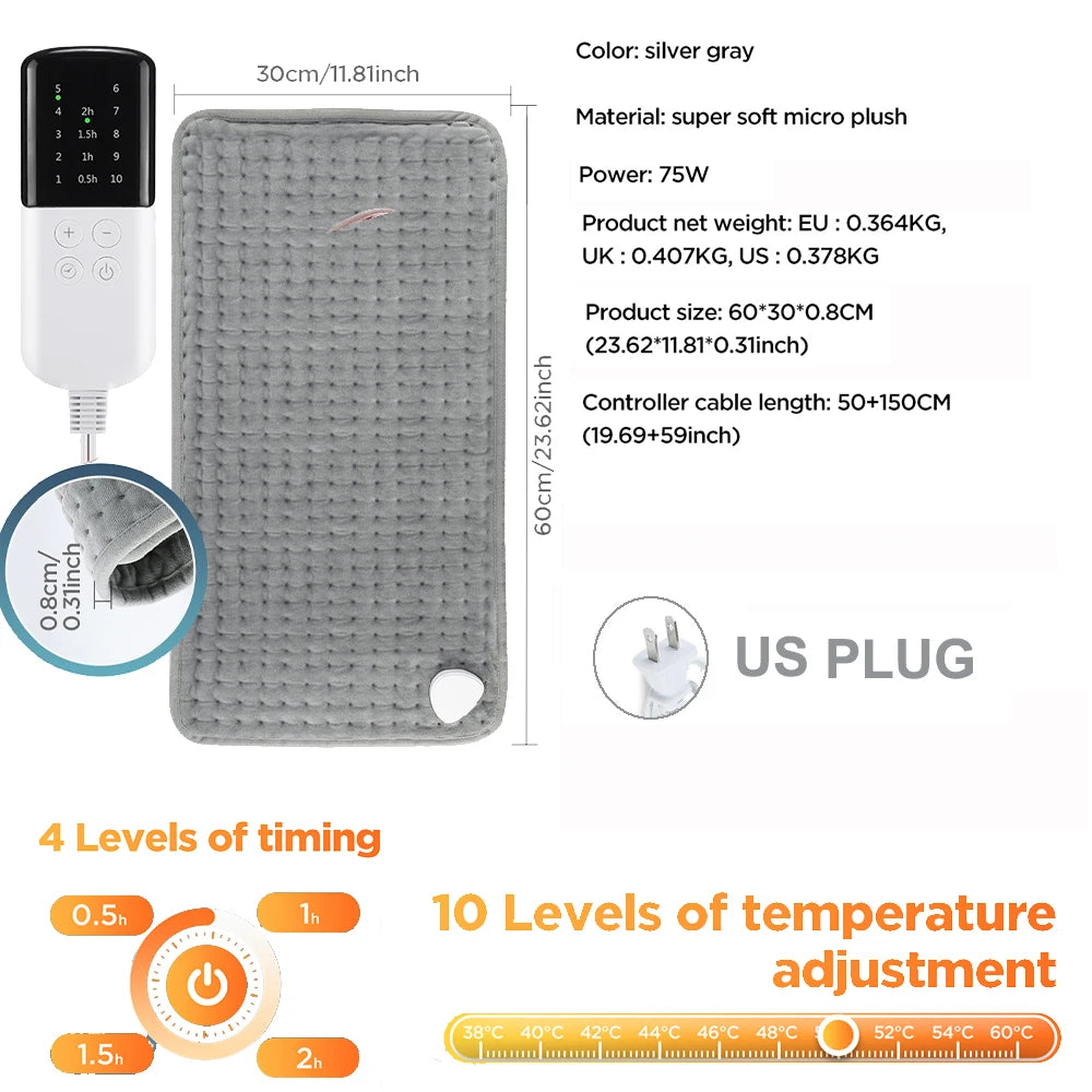 50*100cm Home Electric Heating Pad Back Shoulder Office Winter Warming Blanket 10 Heat Thermal Mat Abdomen Period Menstrual Belt