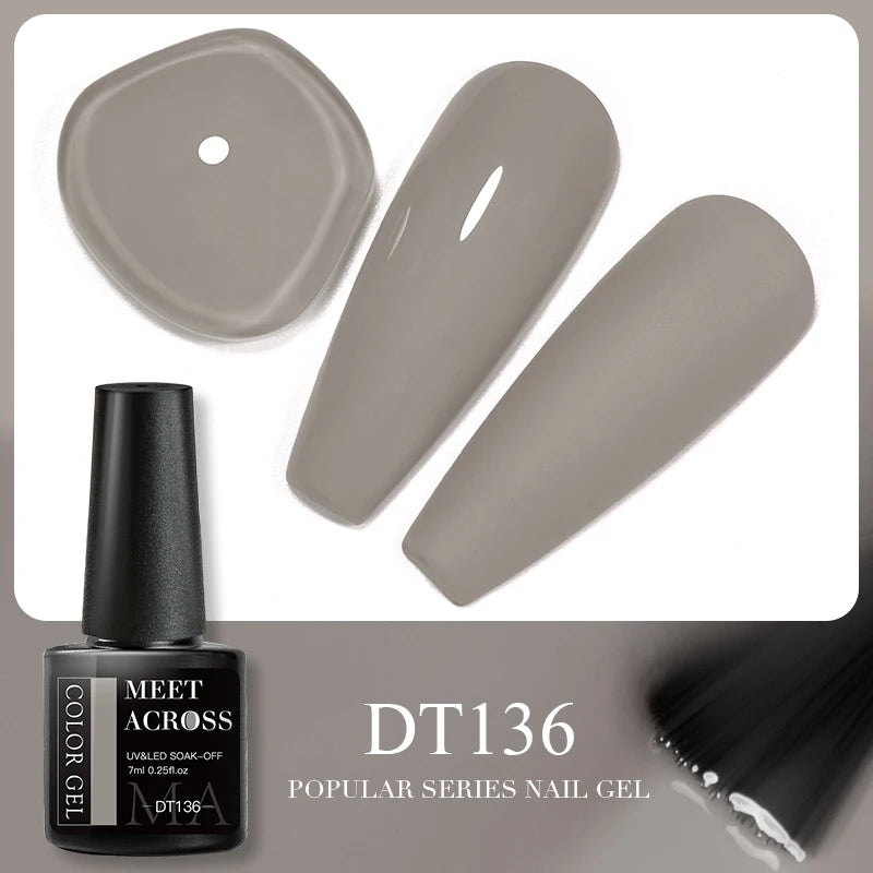 MEET ACROSS 7ml 140 Colors Glitter Gel Nail Polish Fluorescent Laser Semi Permanent Soak Off Nail Art UV Gel Varnish Manicure