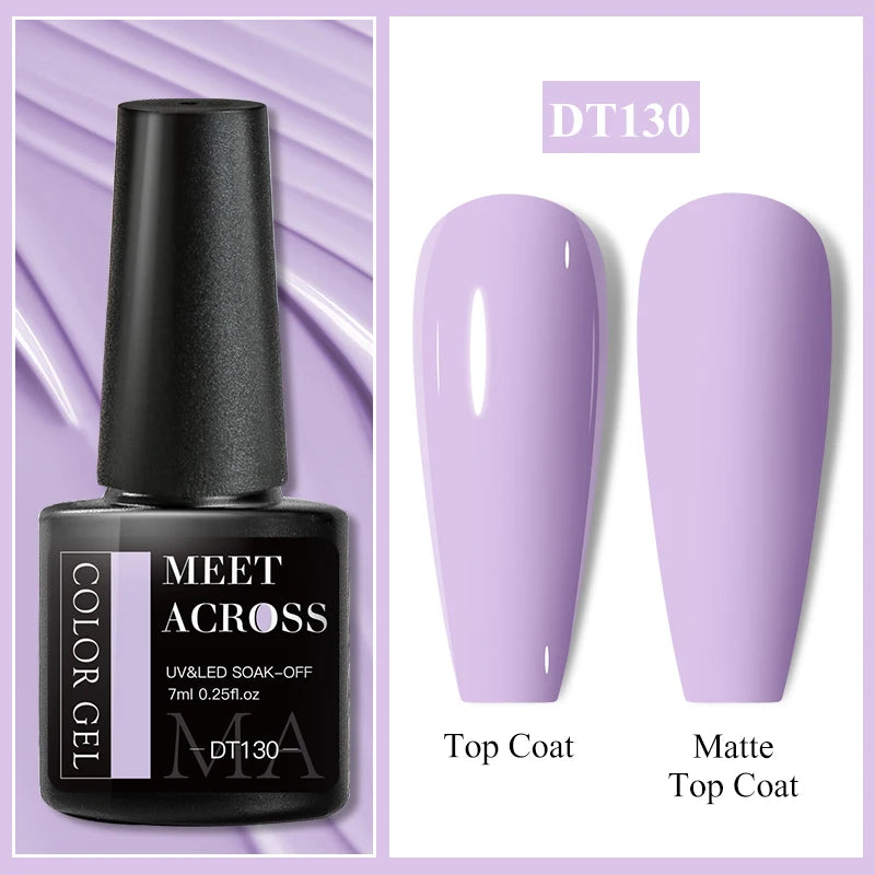 MEET ACROSS 7ml Black White Red Gel Nail Polish Glitter Semi Permanent Nail Supplies Gel Vernis for All-Season Nails Design