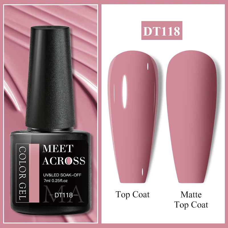 MEET ACROSS 7ml Black White Red Gel Nail Polish Glitter Semi Permanent Nail Supplies Gel Vernis for All-Season Nails Design