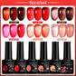 LILYCUE 6Pcs/Set Red Nude Glitter Gel Nail Polish Gorgeous Full Coverage Soak Off UV Gel Nail Art Base Top Coat Gel Polish Kits
