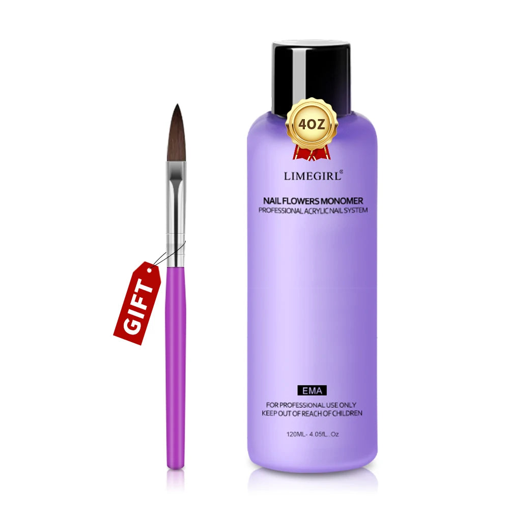 Limegirl Nail Acrylic Liquid Monomer Crystal 40ml/75ml/120ml/240ml for Nail Art Acrylic Powder Extension Professional Manicure