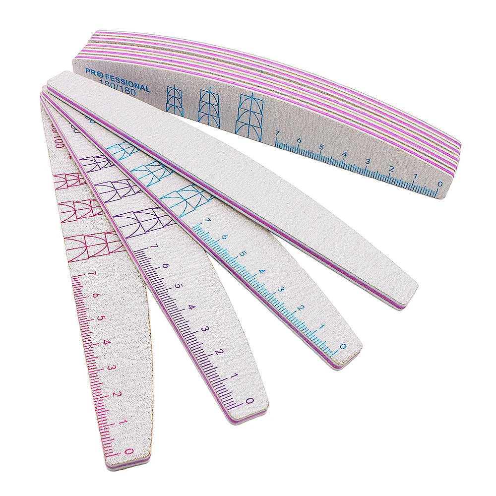 5/10 Pcs Double Sided Nail Art File Set With Scale Grey Sandpaper Nail Stylist Supplies Manicure Products Sand Nails Salon Tools