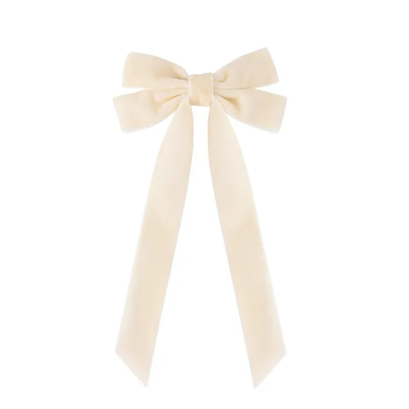 2025 Korea Elegant Long Ribbon Velvet Bow Hairpins Women Girls Hair Clips Pin Barrettes Accessories Hairclip Headdress Headwear