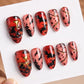 24pcs Halloween Blood French Fake Nail Tips Sweet Cool Bat Skeleton Pattern Round Almond Press on Nails Spider Web False Nail