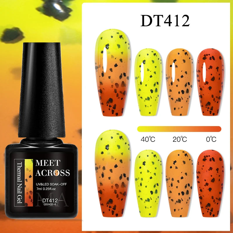 MEET ACROSS 7ml Eggshell Thermal Gel Nail Polish Temperature Changing Gradient Nail Art Varnish Winter Soak Off Gel For Nails