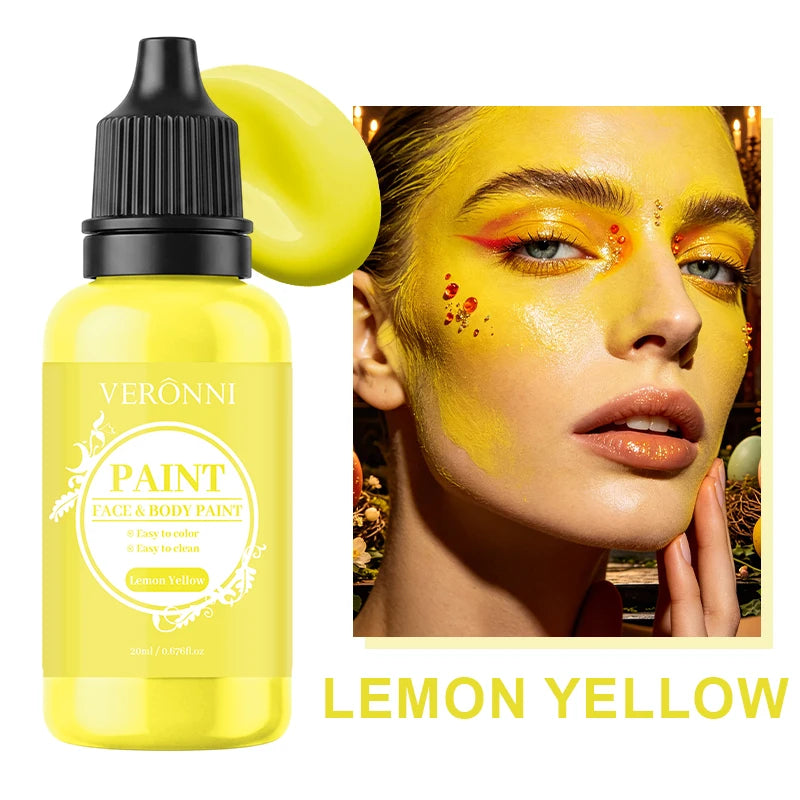 20ml Water Based Face Body Paint Single Bottle Safe Non-toxic For Halloween Party Cosplay Makeup Easy To Wash Off For Kids Adult