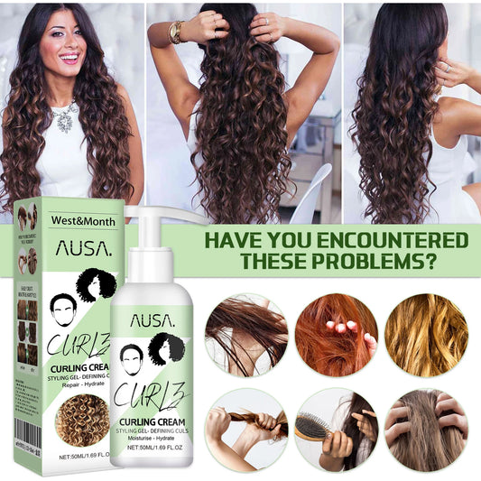 50ml Hair Curling Cream Anti-Frizz Bouncy Resilient Enhancer Styling Lotion Prevent Hair Breakage Smooth Moisturizing Hair Care