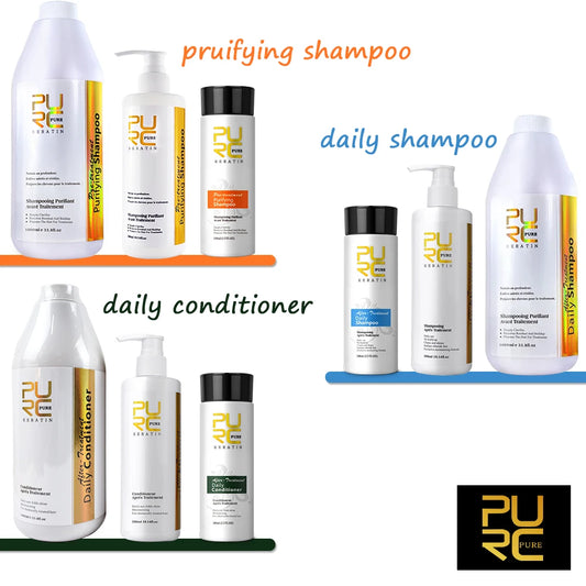 PURC Hair Purifying Shampoo Conditioner Keratin Straightening Treatment Cleaning Soft Smooth Hair Scalp Hair Care Salon Products